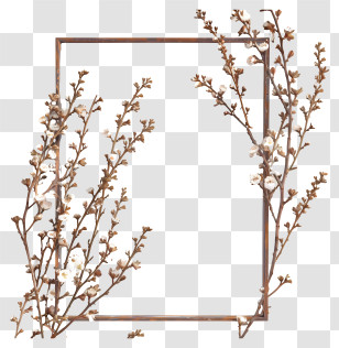 Spring Flowers Frame - Delicate Floral Frame With Branches Transparent PNG