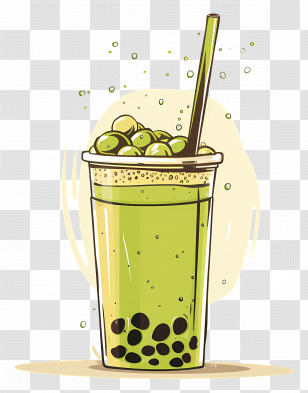 Matcha Bubble Tea - Refreshing Green Bubble Tea With Boba Transparent PNG