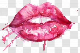 Kiss Stain - Red Watercolor Lips Illustration Transparent PNG