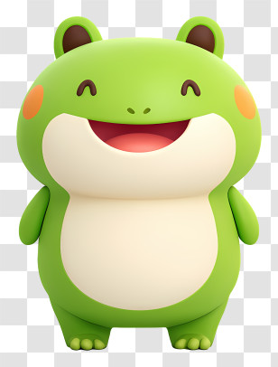 Kawaii Frog - Green Cartoon Frog Character Transparent PNG