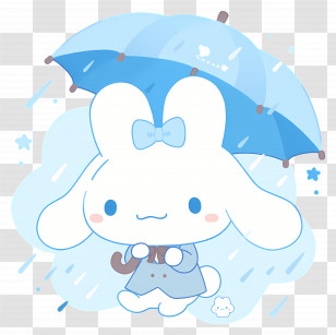 Kawaii Cinnamoroll - White Cartoon Bunny With Umbrella Transparent PNG