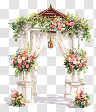 Wedding Altar Decor - Floral Wedding Arch Decoration Transparent PNG