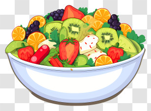 Fruit Salad - Colorful Fruit Salad In A Bowl Transparent PNG