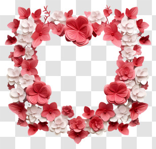Paper Flowers - Decorative Pink And White Flower Frame Transparent PNG