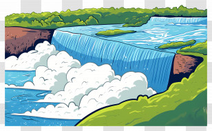 Niagara Falls - Majestic Waterfall Amidst Lush Greenery Transparent PNG