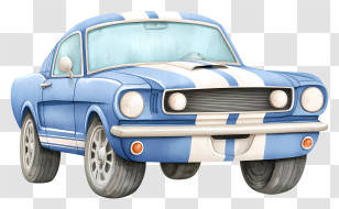 Mustang Car - Blue Retro Muscle Car Illustration Transparent PNG