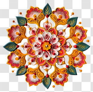 Flower Rangoli - Vibrant Floral Rangoli Design Transparent PNG