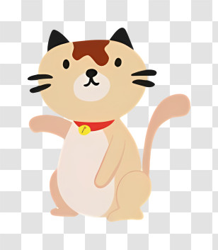 Black Cat - Cute Cartoon Cat With Red Collar Transparent PNG