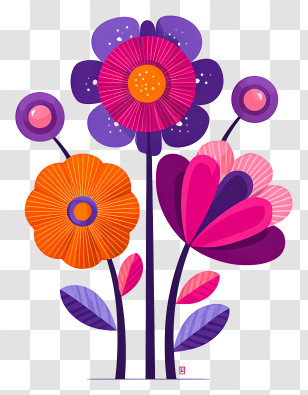 Flowers Icon - Abstract Colorful Flowers Transparent PNG