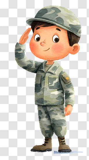 Saluting Soldier In Uniform - Cartoon Soldier Saluting In Camouflage Transparent PNG