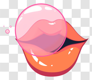 Lips Blowing Bubblegum - Pink Lips Blowing Bubble Gum Transparent PNG