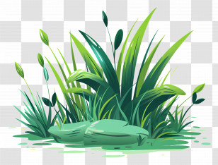 Grass Patch - Lush Green Grass And Stones Illustration Transparent PNG