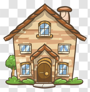 Brown House - Cute Cartoon Brick House Illustration Transparent PNG