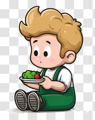Cartoon Boy Eating Food - Blonde Boy Eating Cartoon Transparent PNG
