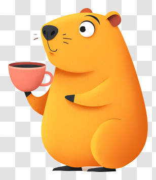 Guinea Pig Drinking Coffee - Bear Drinking Coffee Illustration Transparent PNG