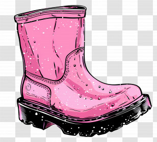 Pink Rubber Boot - Pink Rubber Boot With Stylish Design Transparent PNG