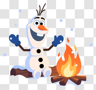 Olaf Celebrating Winter - Happy Snowman By A Campfire Transparent PNG