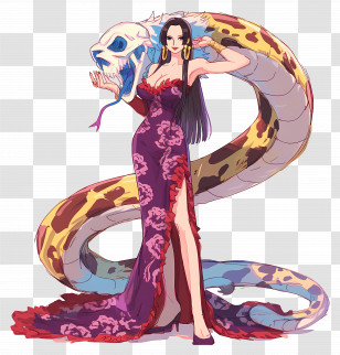 Boa Hancock - Strong Cartoon Woman With Snake Companion Transparent PNG