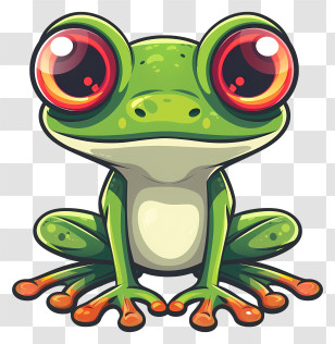 Cartoon Frog - Big-Eyed Cartoon Frog With Bright Colors Transparent PNG