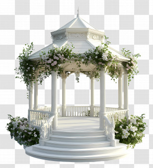 Wedding Pavilion - White Floral Gazebo Illustration Transparent PNG