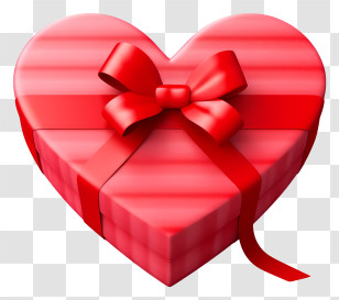 Heart Shaped Gift Box - Heart-Shaped Gift Box With Red Ribbon Transparent PNG