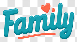 Family Logo - Teal Family Script Word Transparent PNG