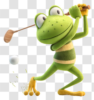 Frog Playing Golf - Cartoon Frog Playing Golf Transparent PNG