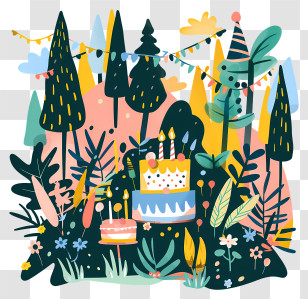Birthday Party - Birthday Cake In Forest Transparent PNG