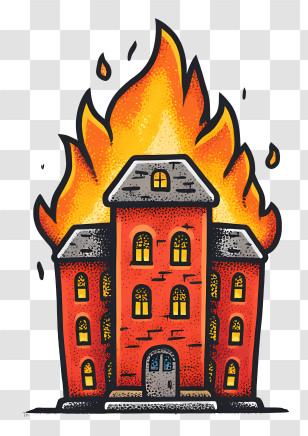 Burning Building - Burning House Illustration Transparent PNG