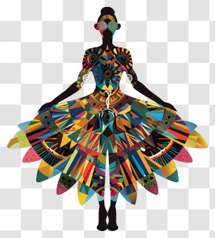 Boho - Abstract Colorful Dress With Geometric Patterns Transparent PNG