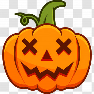 Halloween Pumpkin - Carved Pumpkin With Cross Eyes And A Grinning Mouth Transparent PNG