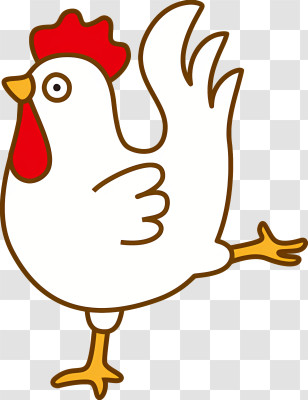 Rooster - Cartoon Chicken Walking Happily Transparent PNG