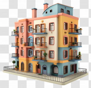 Apartment - Colorful Modern Apartment Building Design Transparent PNG