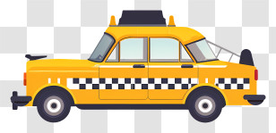 Car - Classic Yellow Taxi Cab Illustration Transparent PNG