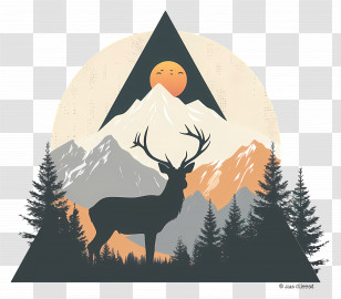 Deer Silhouette - Deer In Mountain Forest Transparent PNG