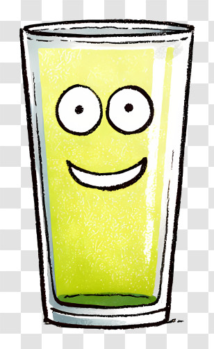 Glass Cup Outline - Smiling Glass Of Juice Cartoon Transparent PNG