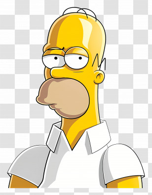 Homer Simpson - Yellow Cartoon Character With White Shirt Transparent PNG