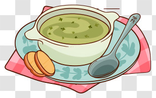 Green Vegetable Soup - Soup Bowl With Plate And Spoon Transparent PNG
