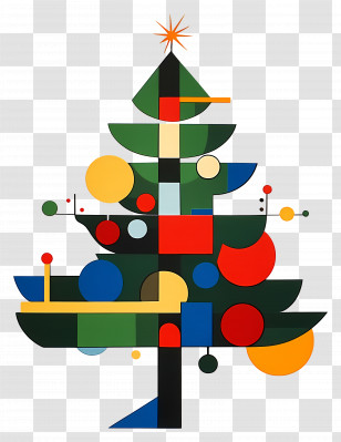 Christmas Card - Geometric Christmas Tree Art Design Transparent PNG