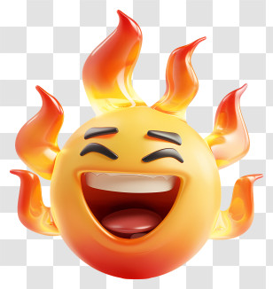 3d Cartoon - Smiling Flaming Sun Emoji Design Transparent PNG