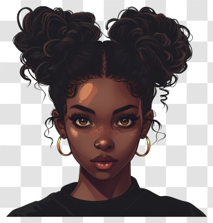 Black History Month - Stylized Illustration Of Woman With Pigtails Transparent PNG