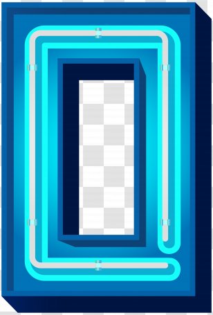 Clip Art - Pink - Number Zero Blue Neon Image Transparent PNG