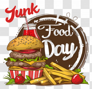 National Junk Food Day - Illustration Of Junk Food Meal For Junk Food Day Transparent PNG