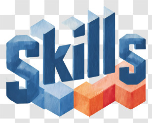Skills - 3D Skills Text In Blue And Orange Transparent PNG