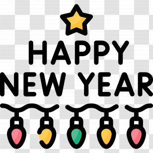 New Year Lights - Happy New Year Festive Decoration Transparent PNG