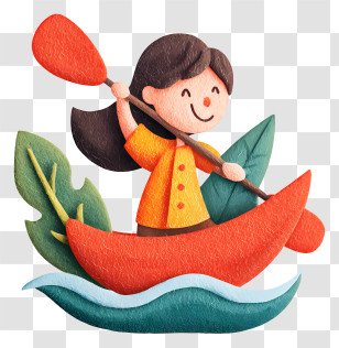 Girl Enjoying Kayak - Girl Paddling In Canoe Transparent PNG
