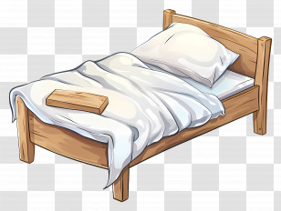 Bed - Cozy Wooden Bed Transparent PNG