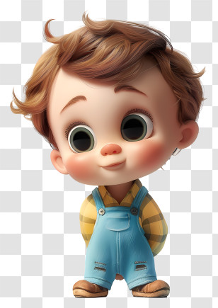 Infant Baby - Cute Cartoon Boy In Overalls Illustration Transparent PNG