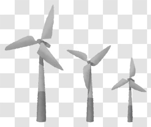 Icon - Grayscale Wind Turbines Illustration Transparent PNG