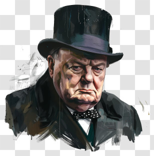 Winston Churchill Day - Man In Top Hat Portrait Transparent PNG